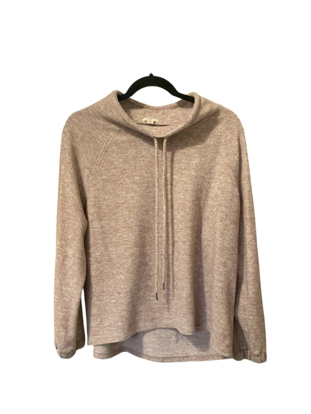Cozy Drawstring Funnel Neck Sweater - muted pink